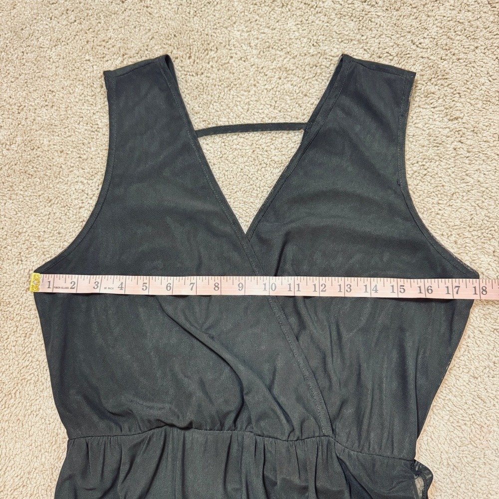 Bailey Blue Black Sheer Mesh Overlay Maxi Romper Dress V-Neck Size M 4GA9T0116 - Picture 7 of 14